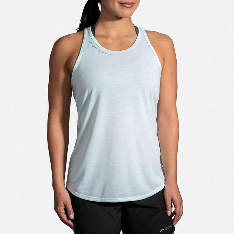 Brooks Distance Graphic Running Tank Top - Women's - White (10632-VRSQ)